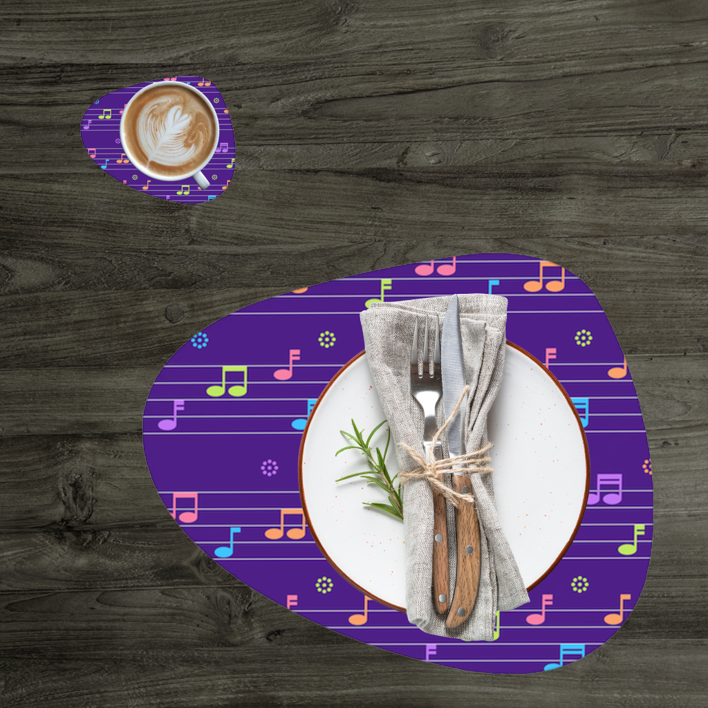 Colorful Music Notes and Modern Rhythm Seamless Pattern Charger Plate Set  12 Pieces