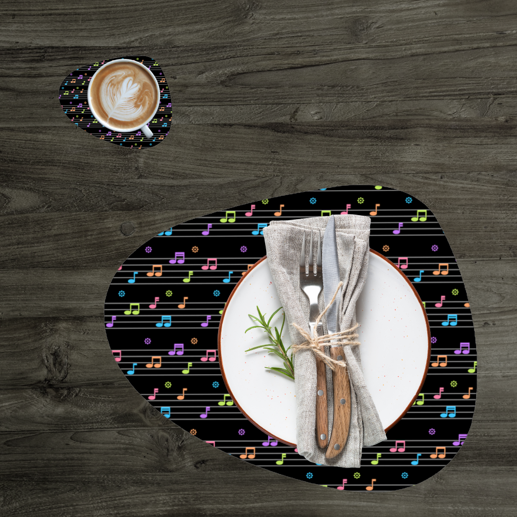 Vibrant Neon Music Notes and Rhythm Seamless Pattern Charger Plate Set  12 Pieces