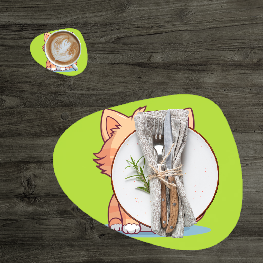 Cute Orange Cat Illustration Charger Plate Set  12 Pieces