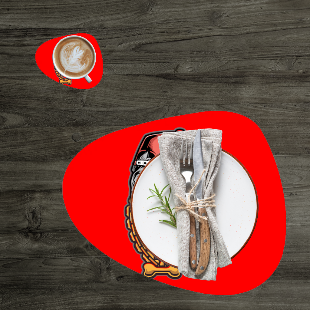 Hip Hop Style Gangster Dog Illustration Charger Plate Set  12 Pieces