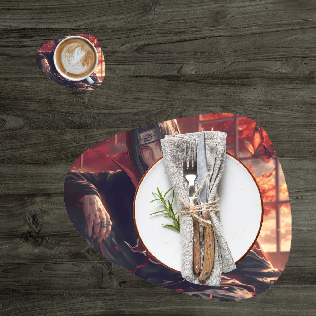 Itachi Uchiha  Fedakarlığın Kızıl Gün Batımı Servis Tabağı Altlığı (12 Adet)