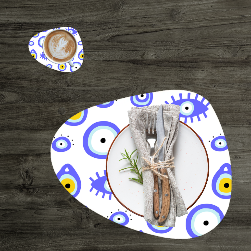 Evil Eye Pattern Charger Plate Set  12 Pieces