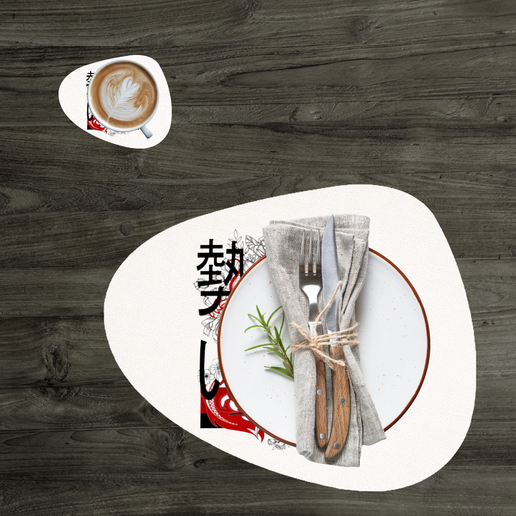 Japon Ejderhası ve Çiçek Deseni Servis Tabağı Altlığı (12 Adet)