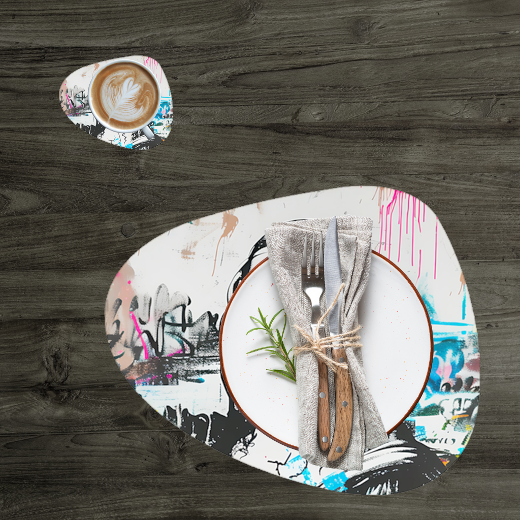 Graffiti Tarzı Modern Mona Lisa İllüstrasyonu Servis Tabağı Altlığı (12 Adet)