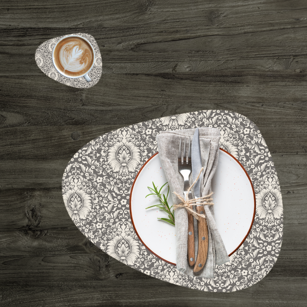 Classic Vintage Damask Floral Pattern Charger Plate Set  12 Pieces