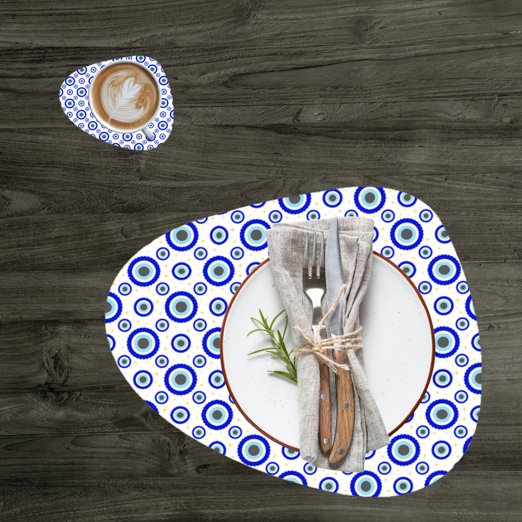 Blue Evil Eye Pattern with Stars Charger Plate Set  12 Pieces