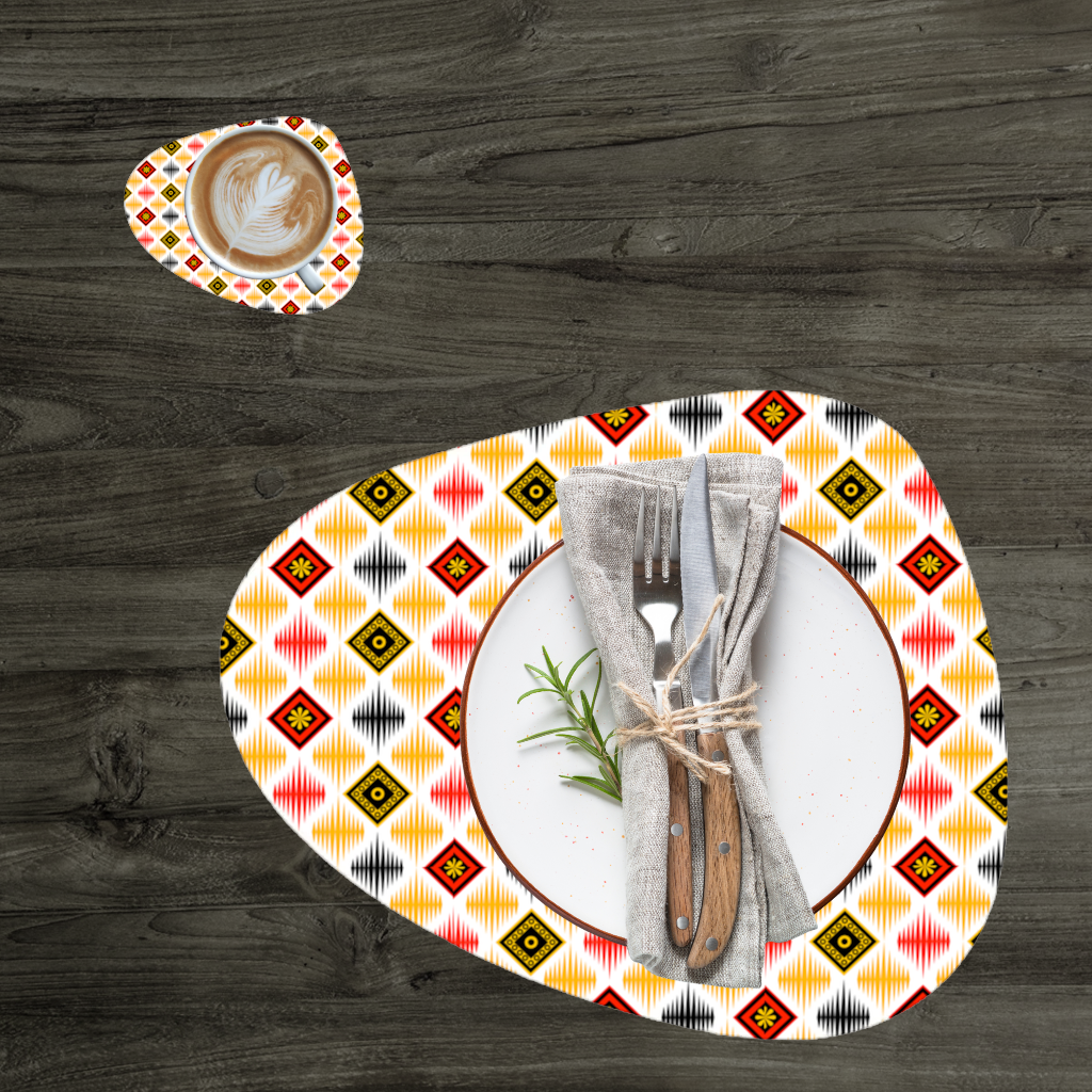 Vibrant Ethnic Geometric Motif Charger Plate Set  12 Pieces