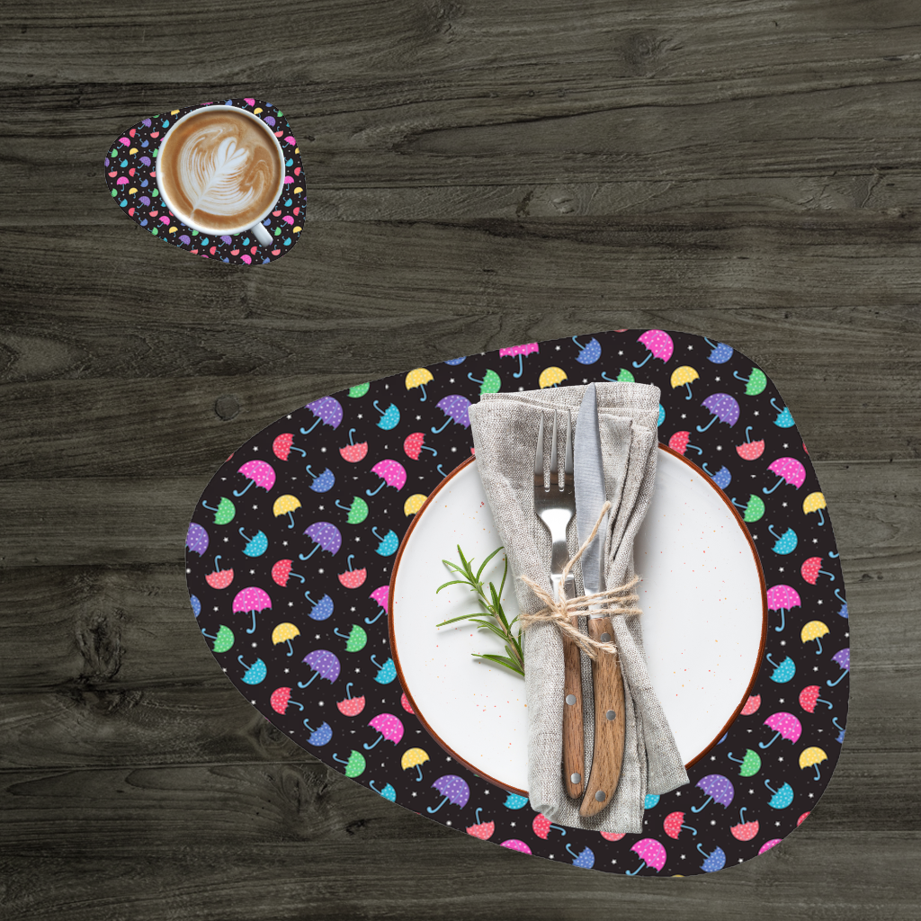 Colorful Heart Umbrellas Pattern Charger Plate Set  12 Pieces