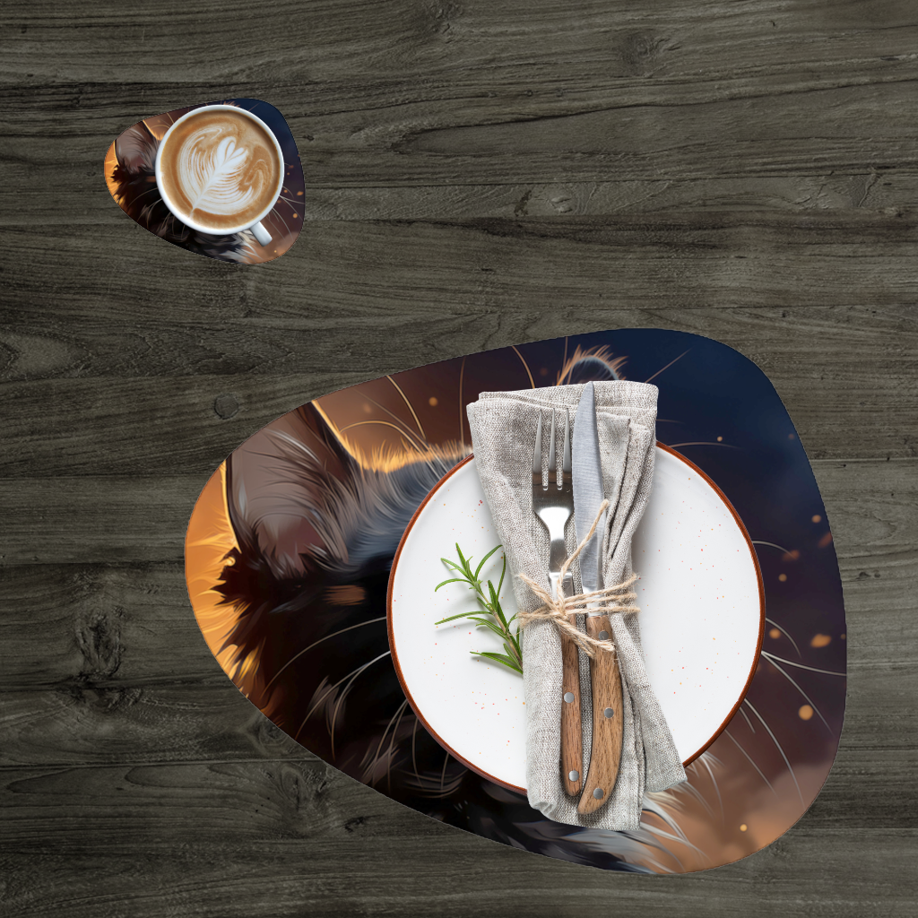 Black Cat Digital Art Charger Plate Set  12 Pieces