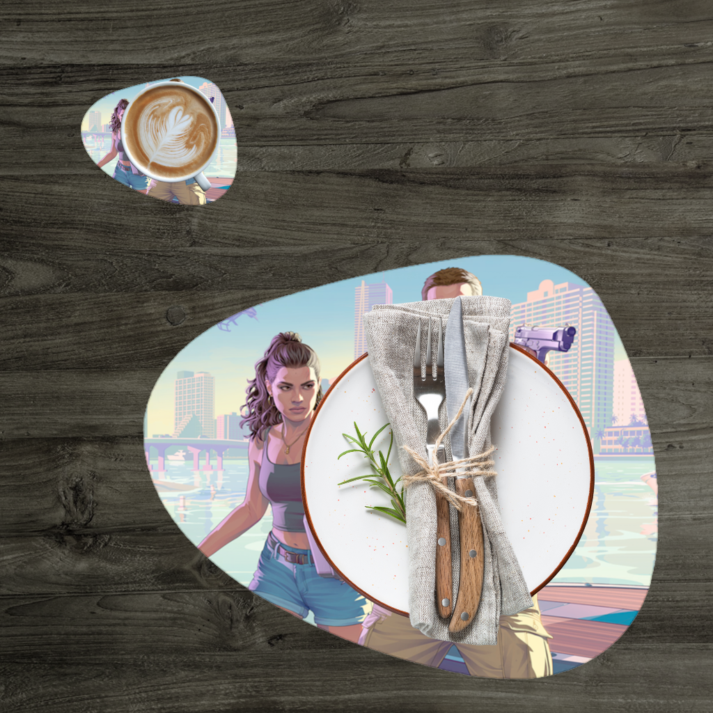 Vice City Showdown  Tropical Heist Duo Charger Plate Set  12 Pieces