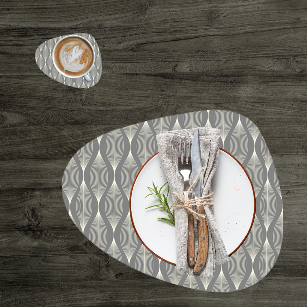 Art Deco Geometric Wavy Pattern Charger Plate Set  12 Pieces