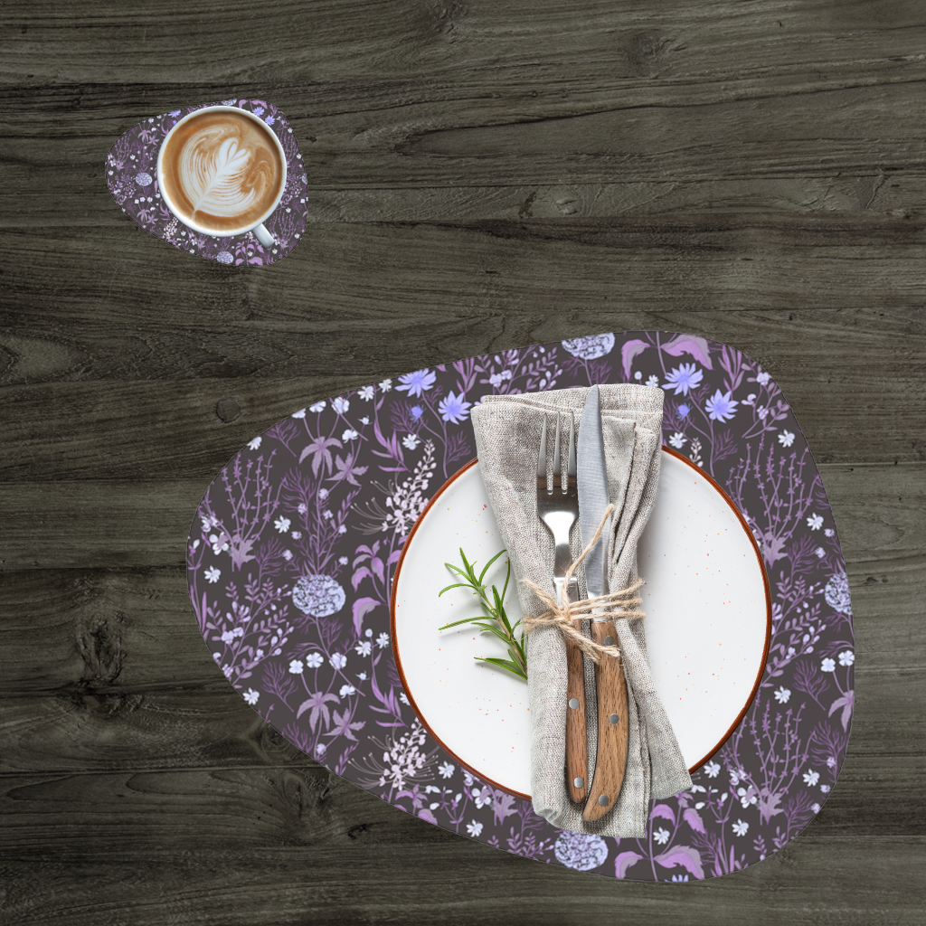 Mor Gotik Botanik Servis Tabağı Altlığı (12 Adet)