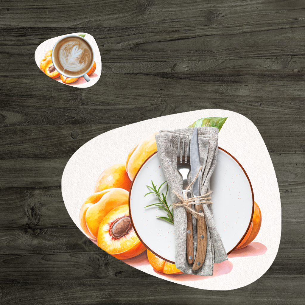 Watercolor Apricot and Leaves Charger Plate Set 12 Pieces