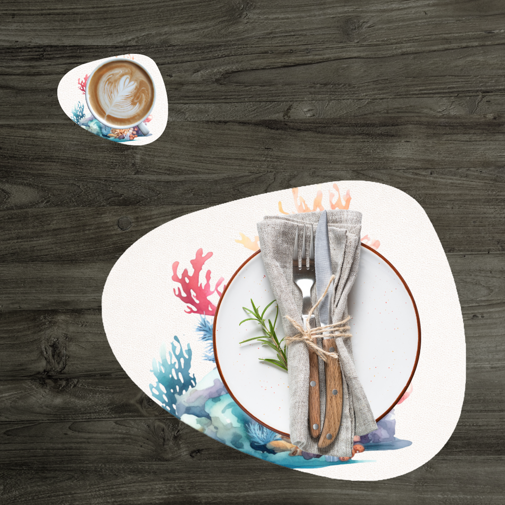 Vibrant Watercolor Coral Reef Scene Charger Plate Set 12 Pieces