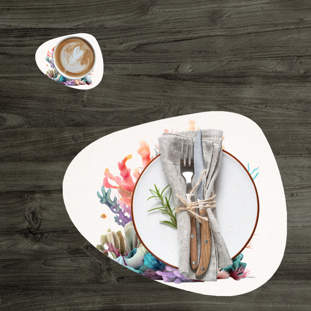 Vibrant Coral Reef and Tropical Fish Charger Plate Set  12 Pieces