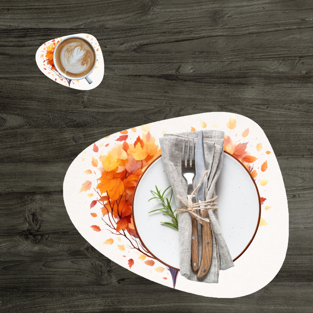 Autumn Leaf Heart Charger Plate Set  12 Pieces