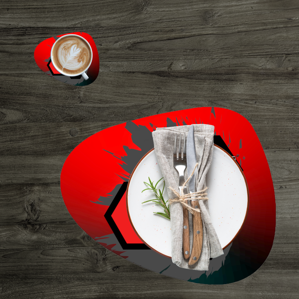 Mystic Red Eye Hexagon Charger Plate Set  12 Pieces