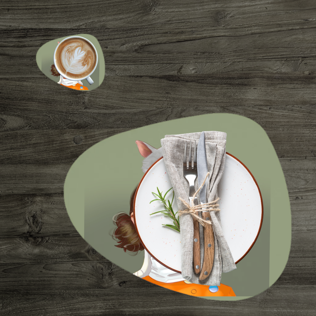 Mood Kedi ve Ben Dokunma Telefonuma! Servis Tabağı Altlığı (12 Adet)