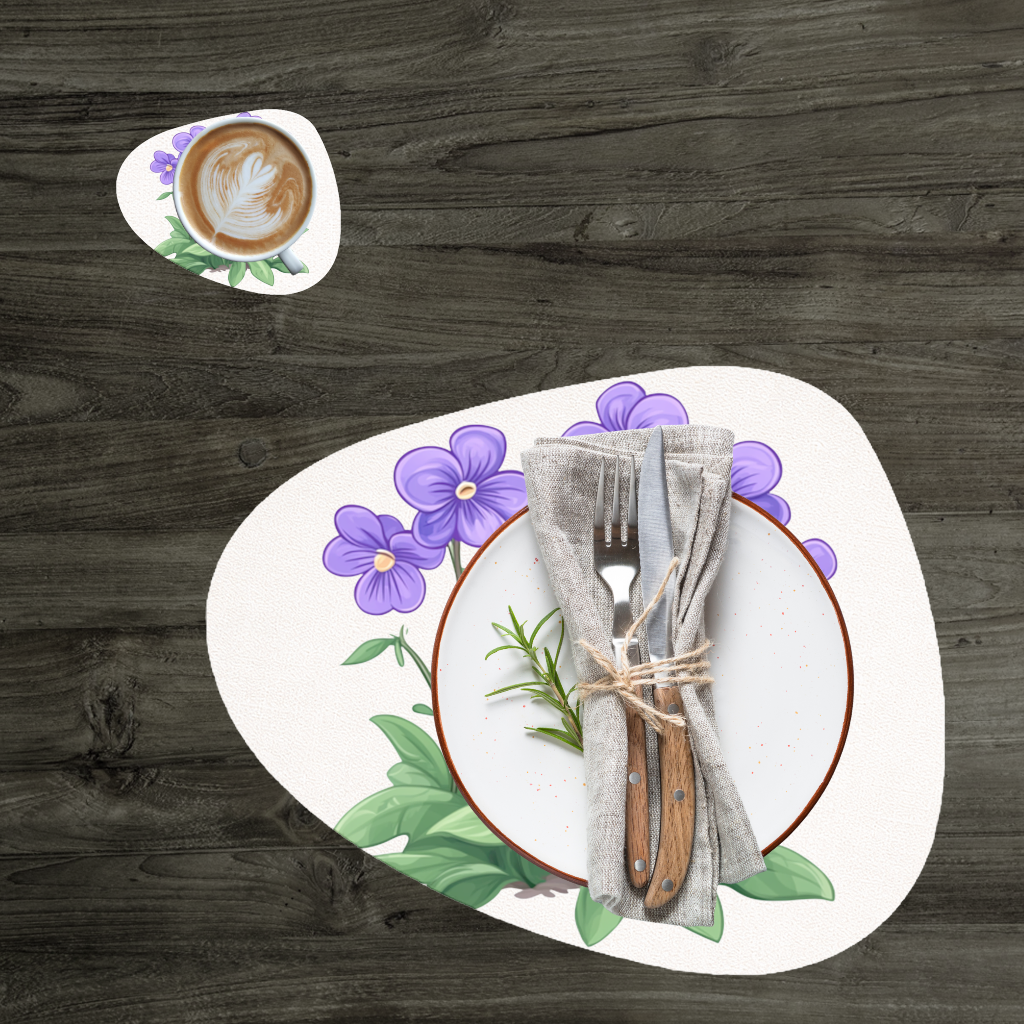 Cottagecore Purple Violets Charger Plate Set  12 Pieces