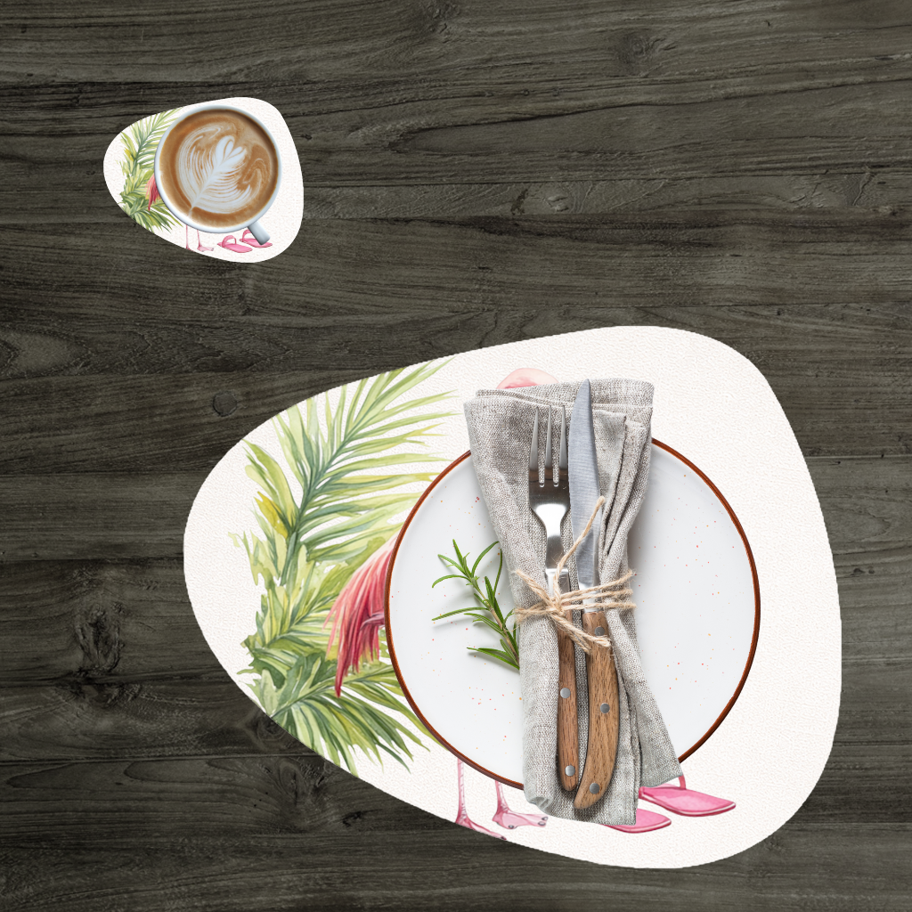 Pink Flamingo with Sunglasses Charger Plate Set  12 Pieces