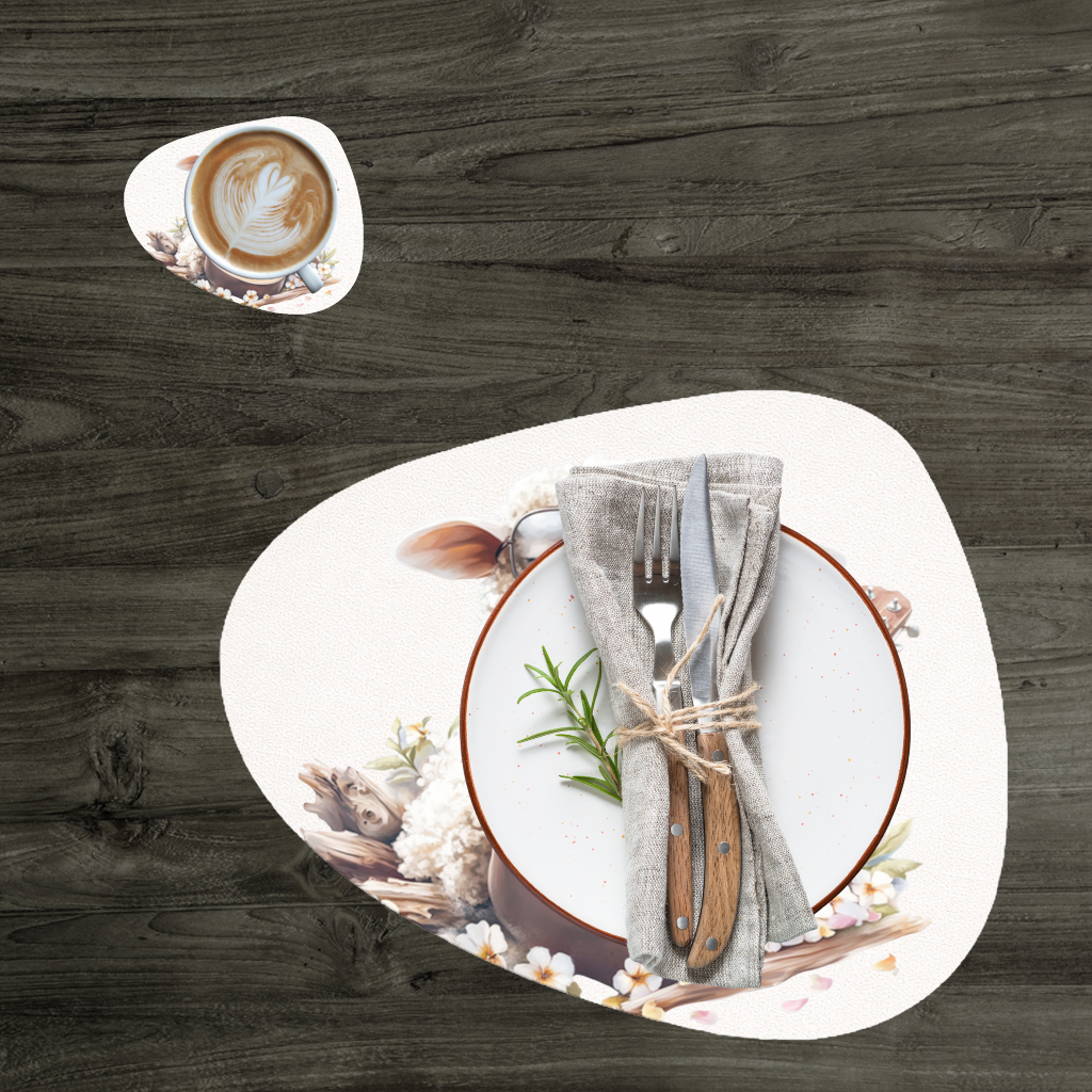 Ukulele Çalan Havalı Gözlüklü Koyun Servis Tabağı Altlığı (12 Adet)