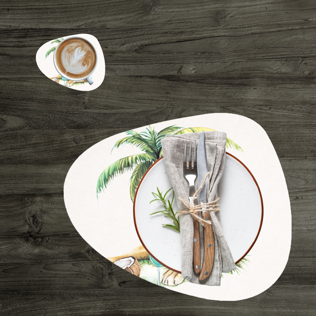 Yaz Tatili Yapan Gözlüklü Aslan Servis Tabağı Altlığı (12 Adet)