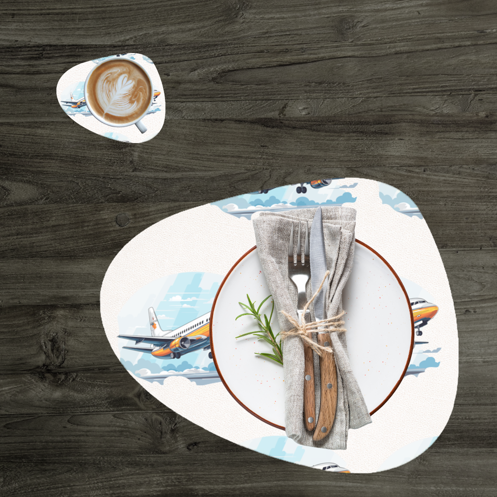 Retro Orange Commercial Airplane Charger Plate Set  12 Pieces