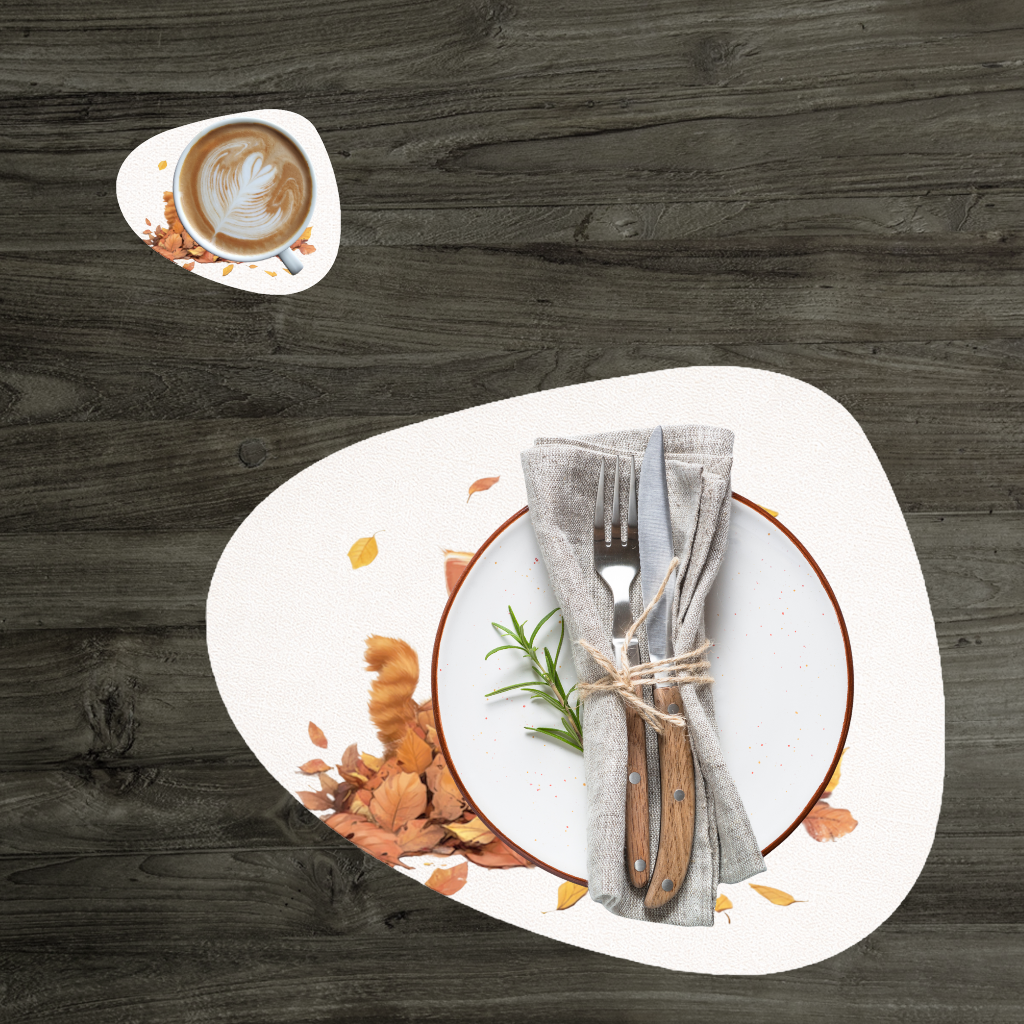 Ginger Kitten in Autumn Leaves Charger Plate Set  12 Pieces