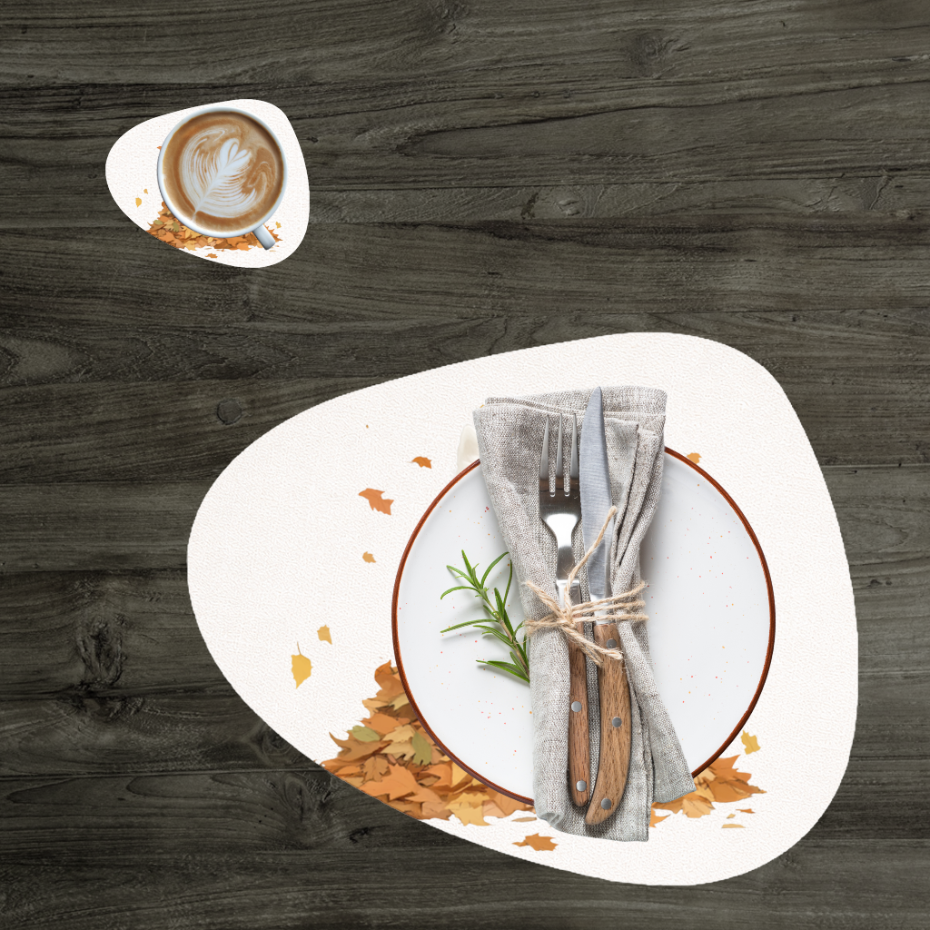 Happy White Dog in Autumn Leaves 