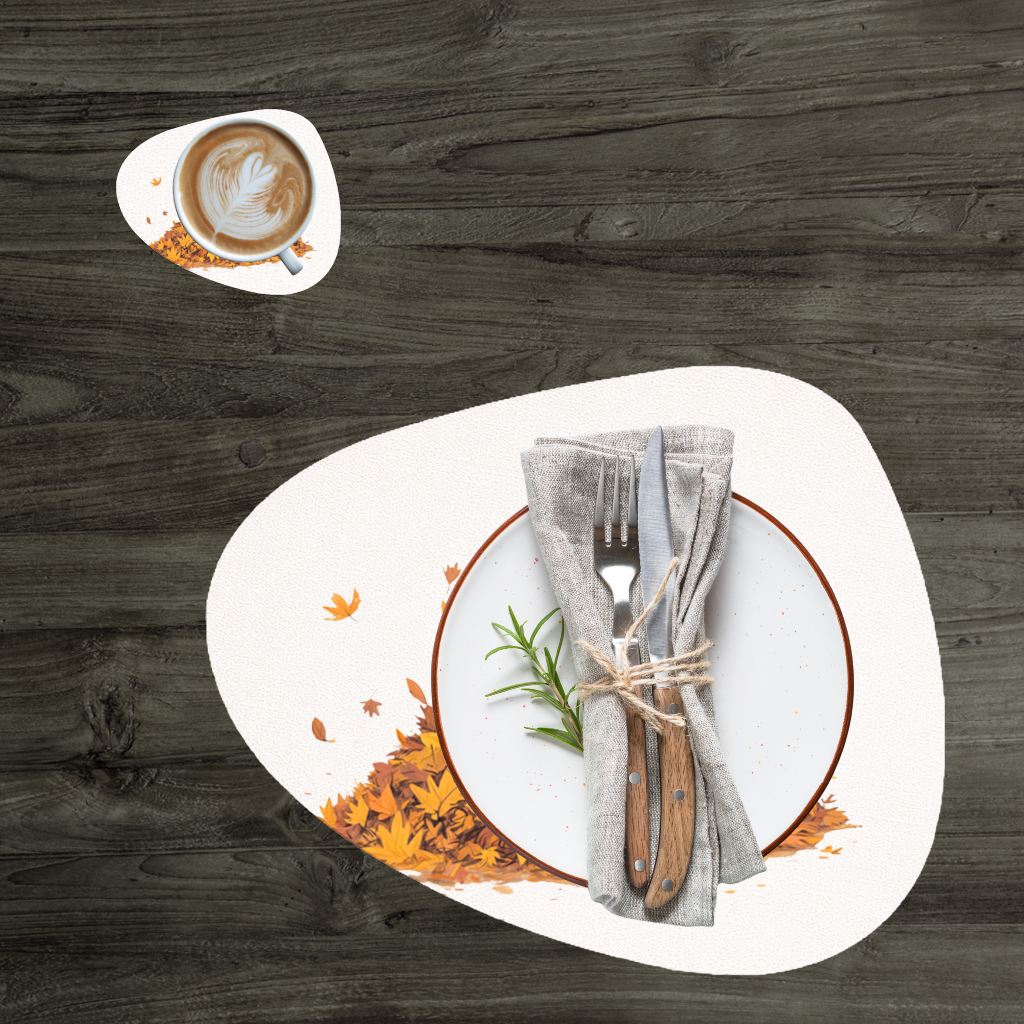 Cute Black Cat in Autumn Leaves 