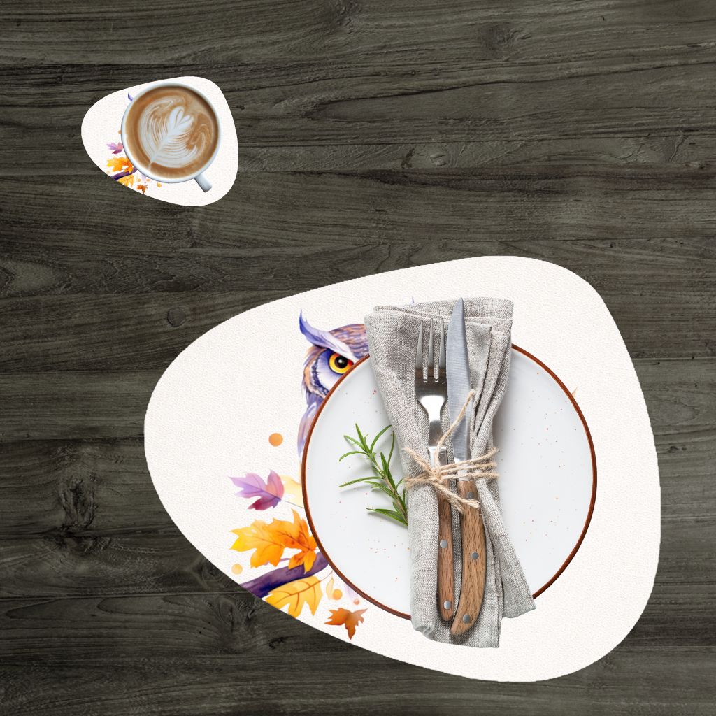 Whimsical Autumn Owl and Butterfly Charger Plate Set  12 Pieces
