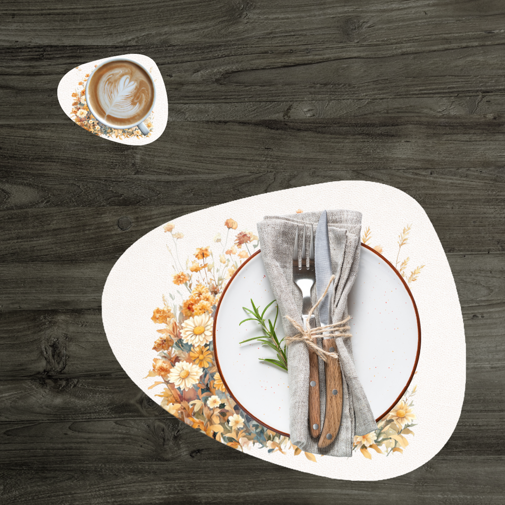 Watercolor Orange Wildflowers 