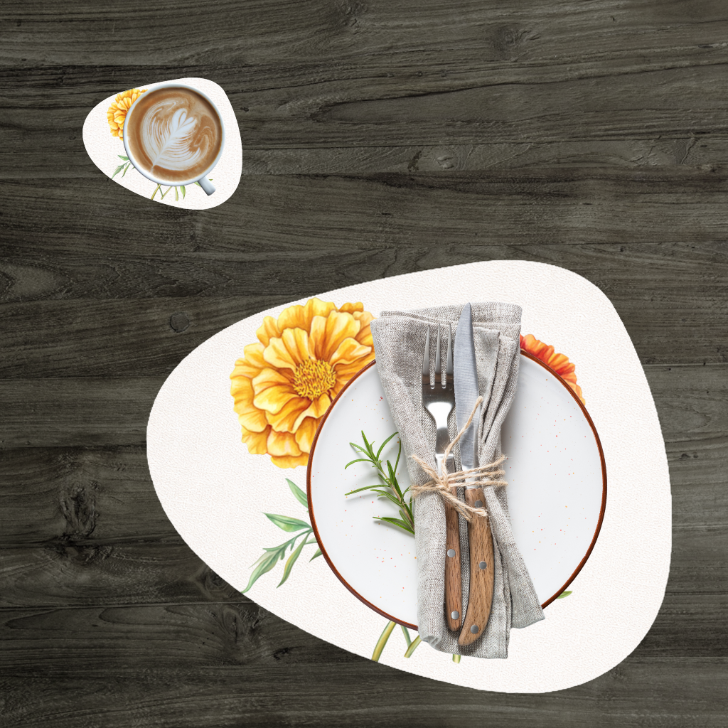 Botanical Yellow Orange Marigold 