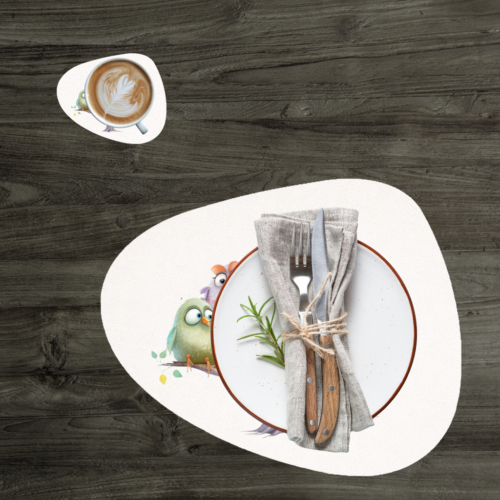 Whimsical Colorful Birds on Branch Charger Plate Set  12 Pieces