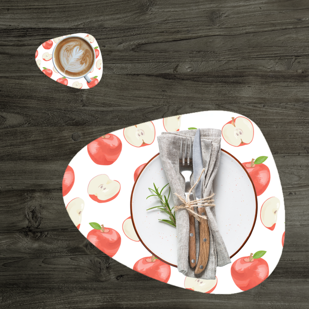 Red Apple Slices Charger Plate Set  12 Pieces