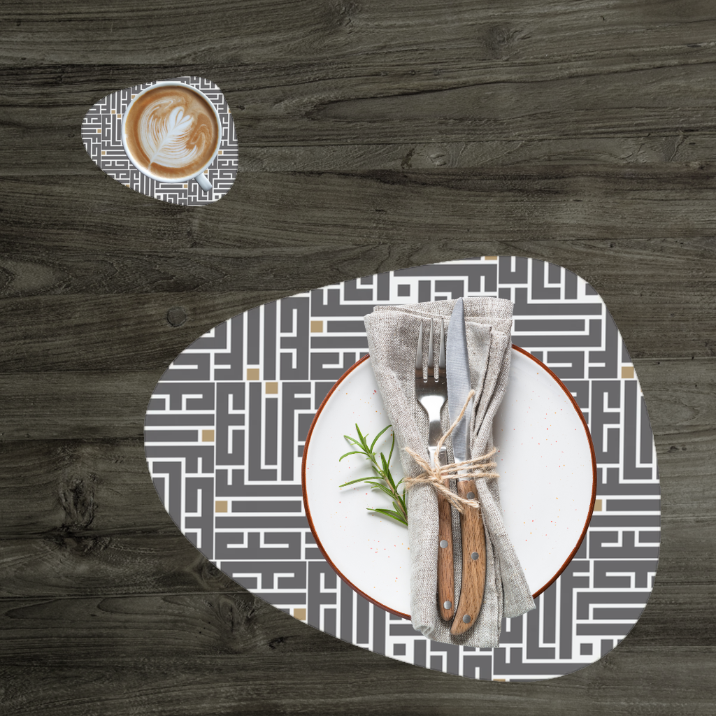 Kufi yazı- Elif Charger Plate Set  12 Pieces
