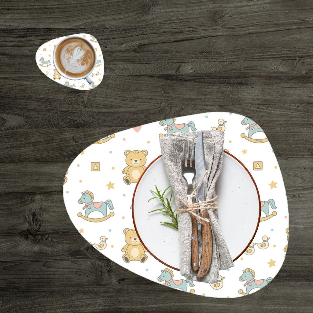 Cute Toy Pattern Kids Background Charger Plate Set 12 Pieces