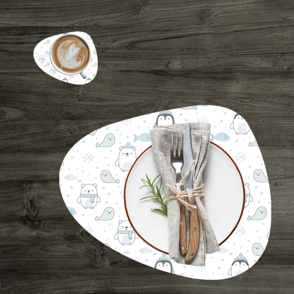 Cute Arctic Animals Winter Pattern Charger Plate Set  12 Pieces