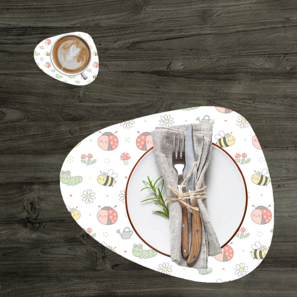 Cute Garden Bugs Pattern Charger Plate Set 12 Pieces