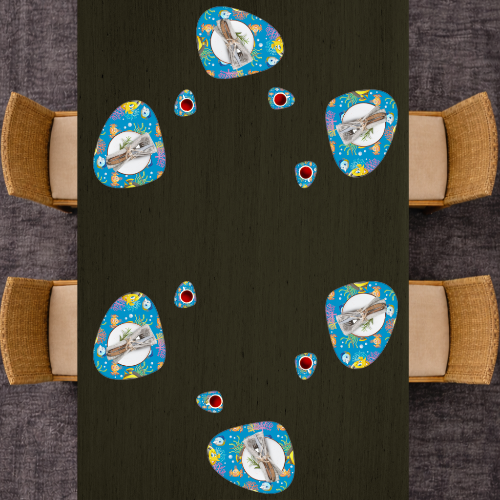 Colorful Tropical Fish and Coral Reef Pattern Charger Plate Set  12 Pieces