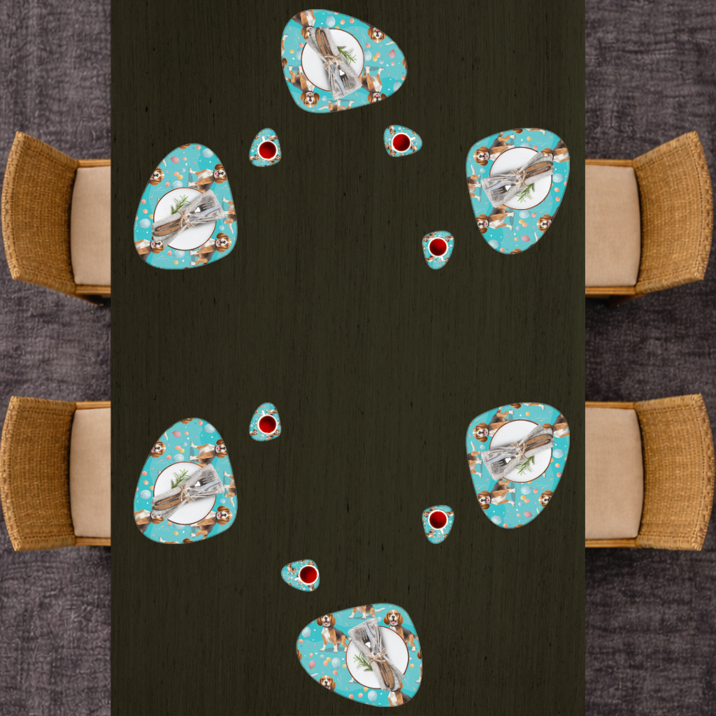 Cute Beagle Dog and Colorful Balloons Seamless Pattern Charger Plate Set  12 Pieces