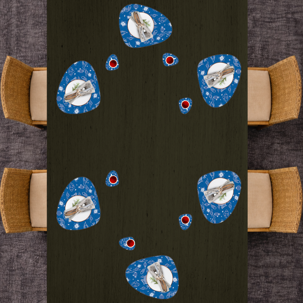 Traditional Dragon Pattern on Blue Background 