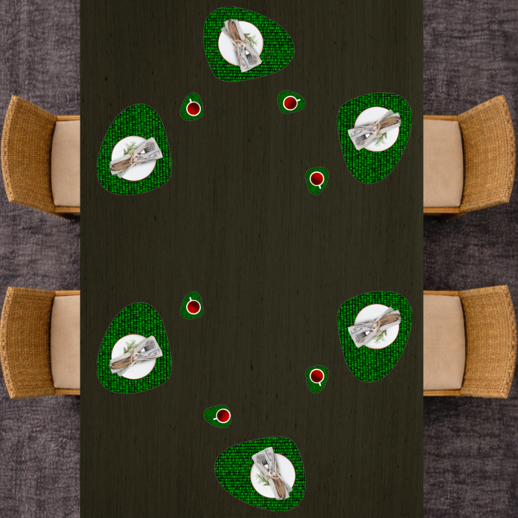 Matrix Stili Dijital İkili Kod Arka Planı Servis Tabağı Altlığı (12 Adet)