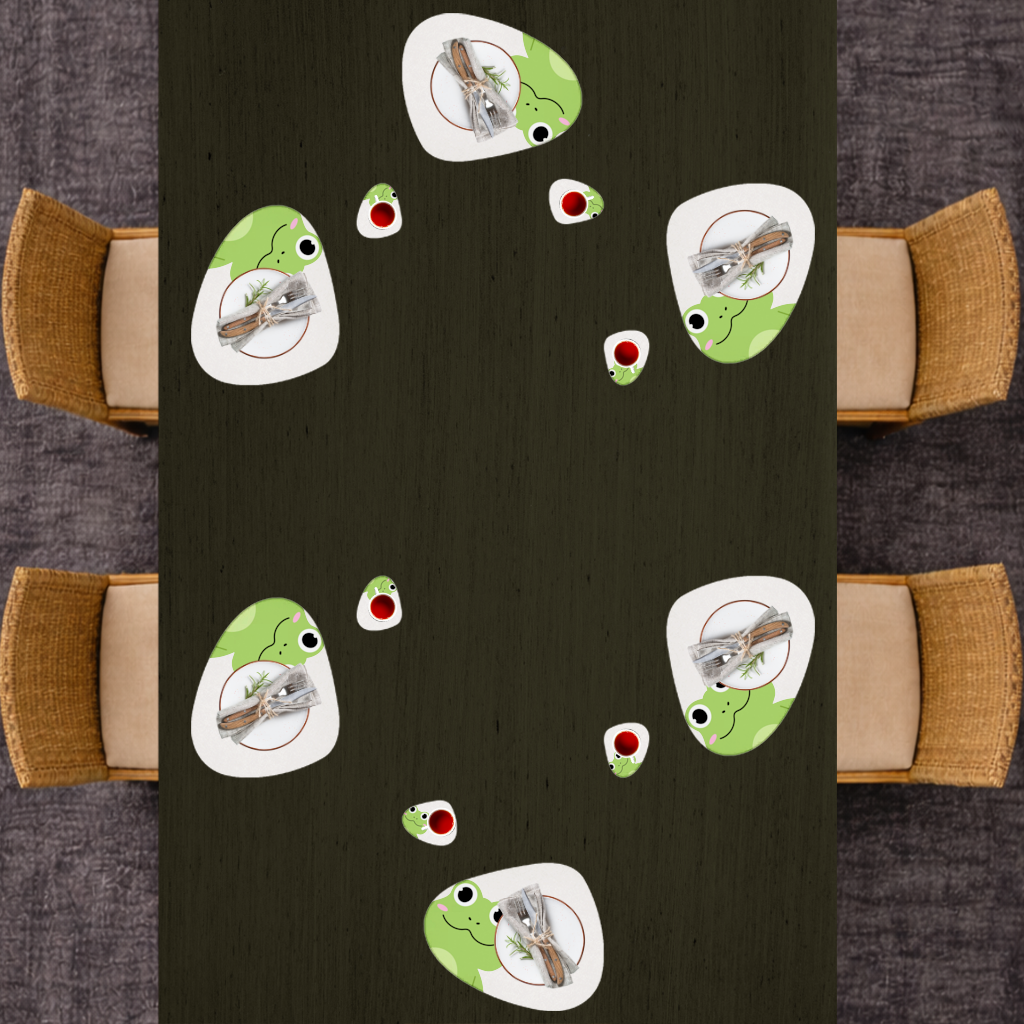 Cute Green Frog Peek-a-Boo Illustration Charger Plate Set  12 Pieces