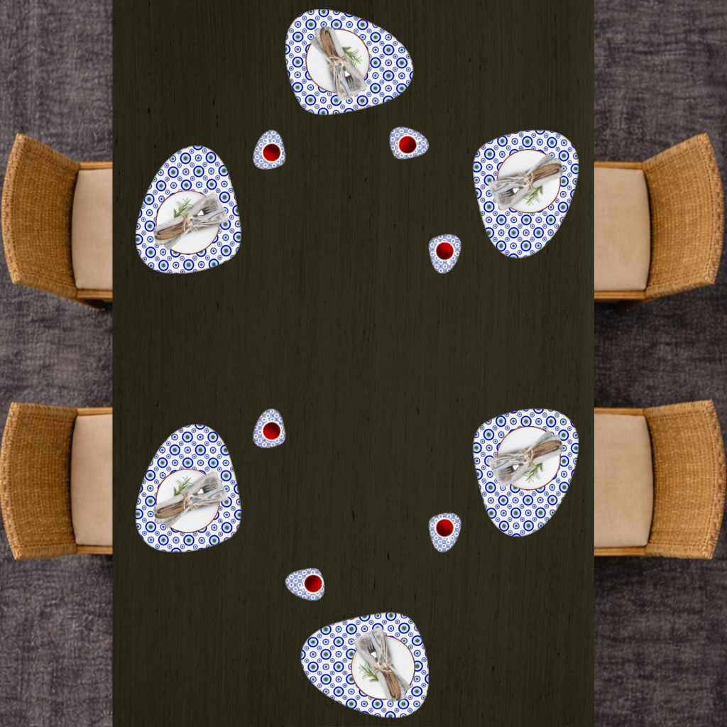 Blue Evil Eye Pattern with Stars Charger Plate Set  12 Pieces