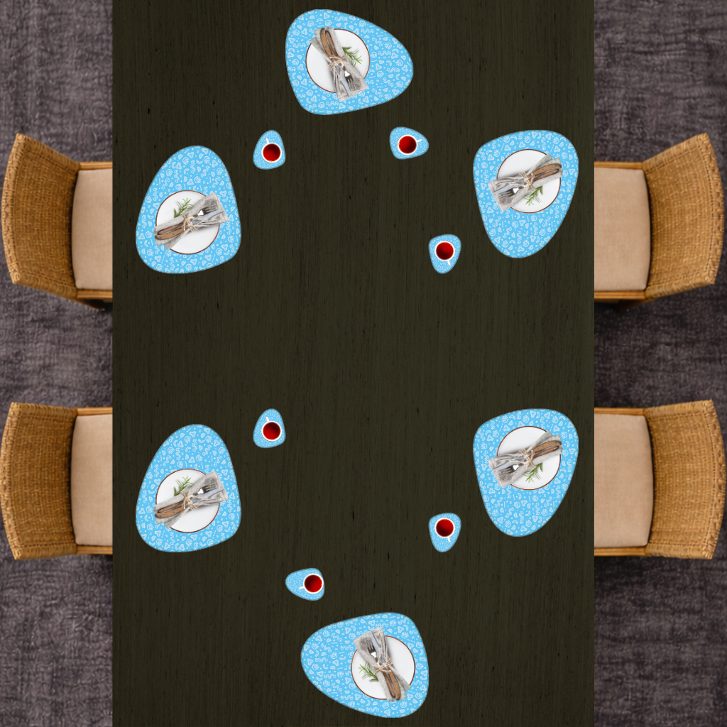 Mavi Soyut Doodle Servis Tabağı Altlığı (12 Adet)