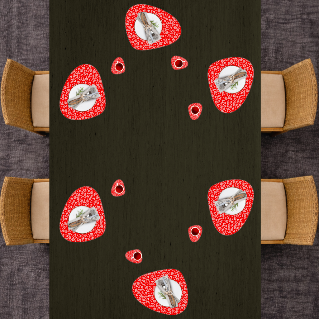 Red Abstract Doodle Charger Plate Set  12 Pieces