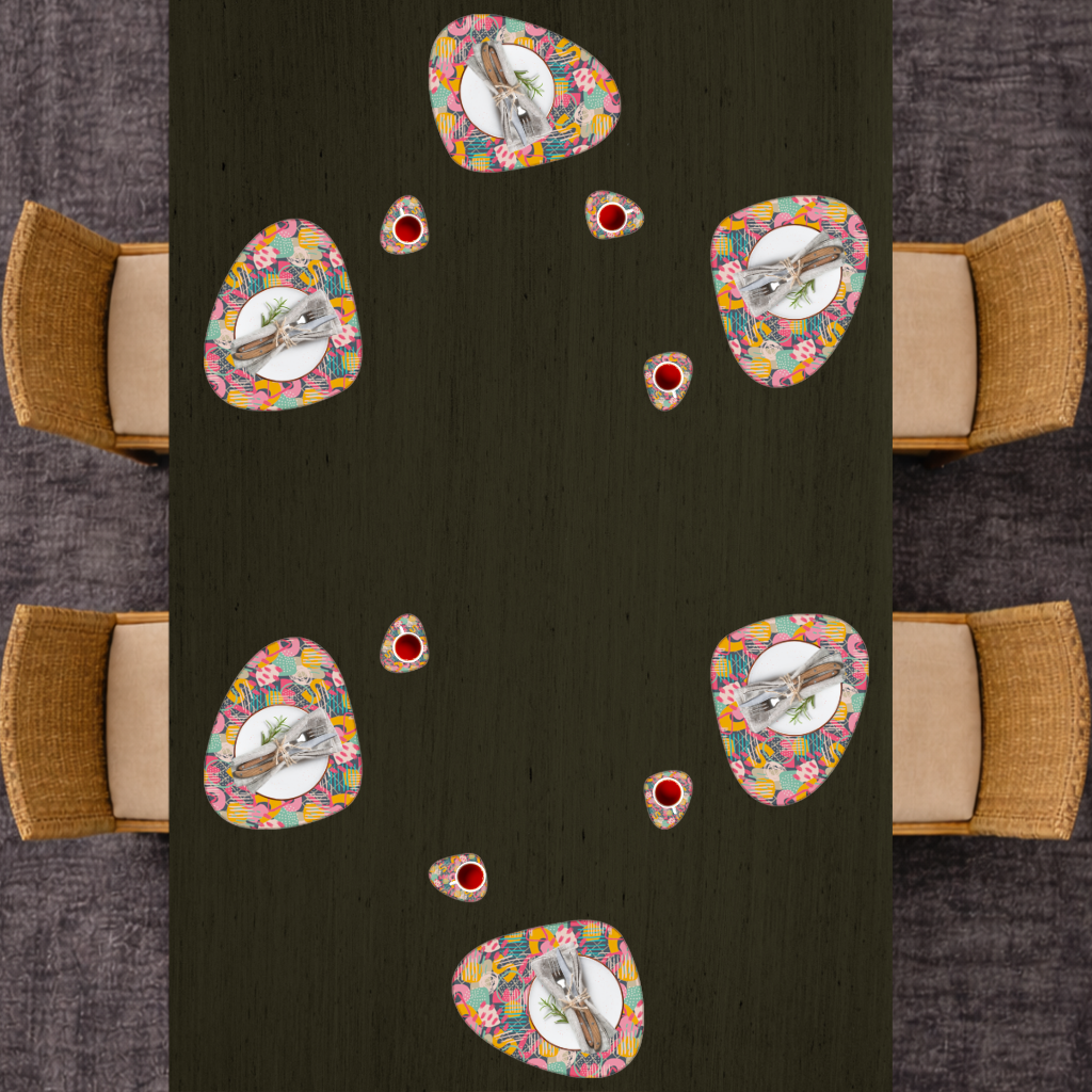 Soyut Geometrik Karalama Servis Tabağı Altlığı (12 Adet)