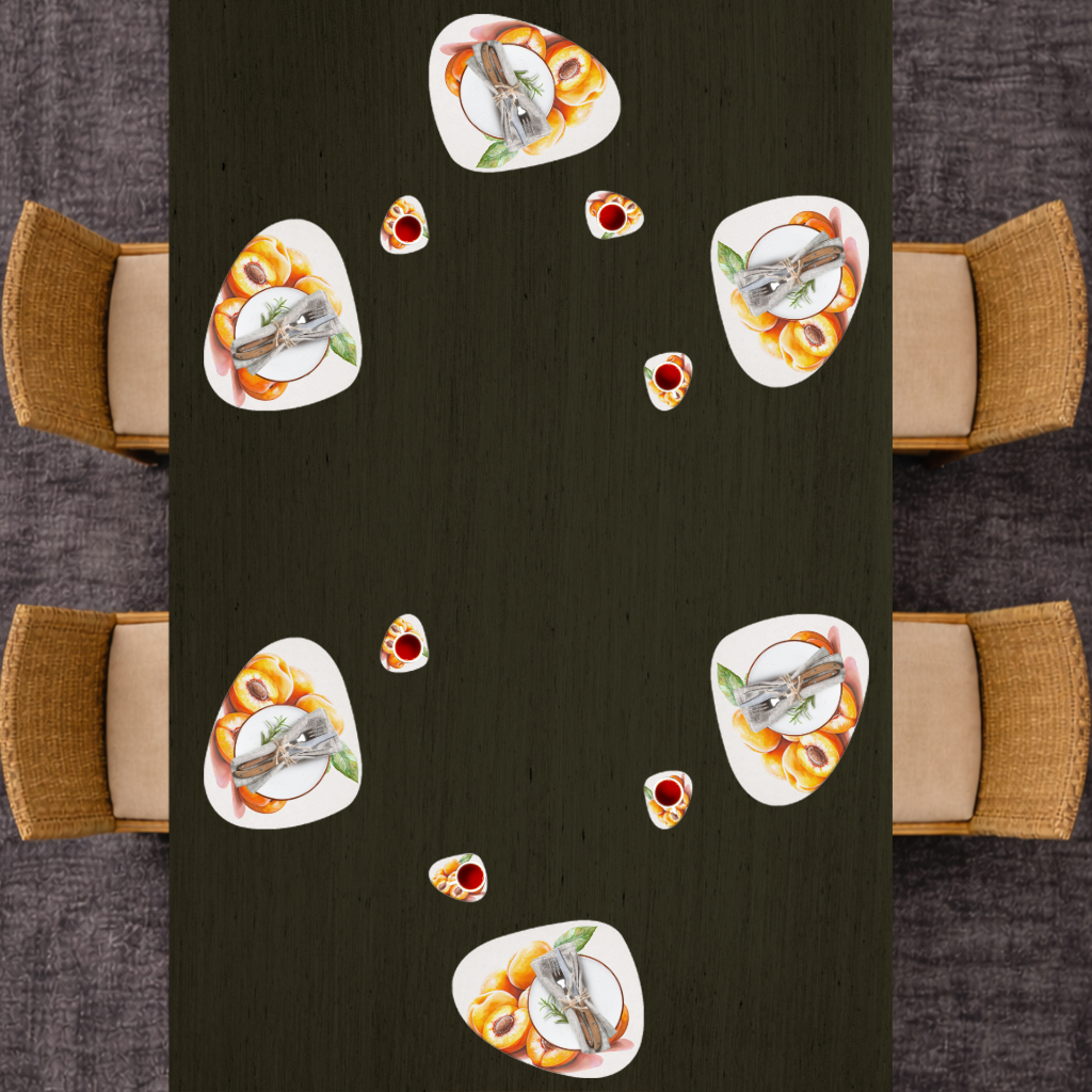 Watercolor Apricot and Leaves Charger Plate Set  12 Pieces