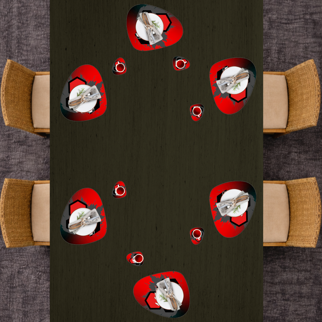 Mistik Kırmızı Göz Hegzagon Servis Tabağı Altlığı (12 Adet)